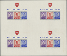 ** Schweiz: 1936, Pro Partria 'Freiburger Senn' Blockausgabe Im Kompletten Großbogen Mit 4 Blocks, Post - Ongebruikt