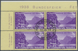 O Schweiz: 1938, Pro Patria 'Tellskapelle' 10+10 C. Mit Geriffeltem Gummi Im Viererblock Aus Der Linke - Neufs