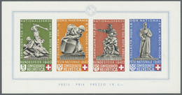 **/O Schweiz: 1940, Bundesfeier-Block Einmal Postfrisch Und Einmal Gestempelt, Mi. 1.150,- € - Neufs