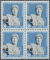 ** Schweiz: 1944, Olympisches Komitee 30 C. Im Viererblock Mit Plattenfehler 'Retusche (dunkler Fleck) - Neufs