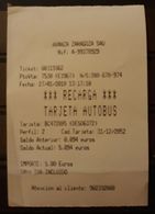 BUS - AUTOBÚS. TICKET RECARGA. ZARAGOZA- ESPAÑA. - Europa