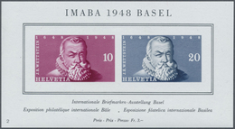 ** Schweiz: 1948, Blockausgabe: "IMABA 1948", UNGEZÄHNTES LUXUS-Stück, Fotoattest Rellstab. - Neufs