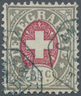 O Schweiz - Telegrafenmarken: 1868 25 Rp. Grau/karmin Auf Weißem Papier, Gebraucht Und Entwertet Mit D - Telegrafo