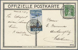 Br Schweiz - Halbamtliche Flugmarken: 1913: 50 C Aarau-Olten, Tadellos Auf Flugpostkarte. Luxusbeleg. A - Usati