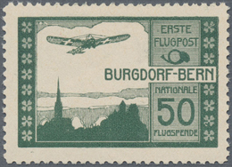 * Schweiz - Halbamtliche Flugmarken: 1913: 50 C Burgdorf-Bern, Ungebraucht, Leichte Falzspur. Attest M - Usati