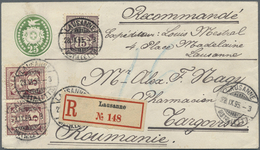 GA Schweiz - Ganzsachen: 1877, GA-Umschlag 25 Rp. Grün Mit WZ 3 Und Zusatzfrankatur 1882 Ziffern 2x 5 R - Interi Postali