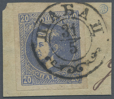 Brfst Serbien: 20 Para Blue (3rd Printing 1874/75) IMPERFORATED VARIETY, Superb Example With Wide Margins - Serbie