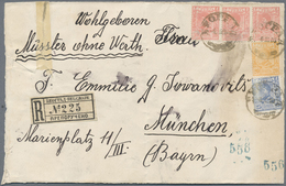 Br Serbien: 1893, Sample Without Value "Muster Ohne Wert" Sent Registered From BELGRADE To Munich. Tear - Servië