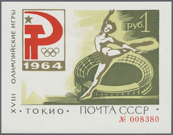 ** Sowjetunion: 1964, Olympic Games Tokyo Miniature Sheet With Olive-green Background And Numbered, Min - Brieven En Documenten