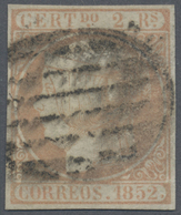 Br Spanien: 1852: 2 R. Blassorange, Allseits Vollrandiges Kabinettstück Mit Zentrischem Grillstempel. S - Used Stamps