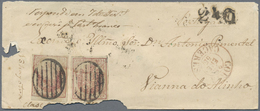 Br Spanien: 1855, Letter With Two Pieces Of 6 Cuartos Arms On Bluish Paper Sent From CORIA CACERAS To V - Used Stamps