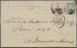 Br Spanien: 1873 'King Amadeo I.' 40c And 40c On Entire Letter From Cadiz To Buenos Aires, Argentina Vi - Oblitérés