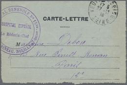 Br Spanien: 1918. Stampless Military Mail Letter-card Written From The Spanish Hospital At Neuilly Addr - Gebruikt
