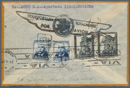 Br Spanien: 1934 "TRANSPORTADA TOTALMENTE/POR AVION" Special Cachet In Black On Airmail Cover From Barc - Gebruikt