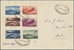 Br Spanien: 1938, Submarine 1-15 Pta. Complete On FDC From "BARCELONA 11.AGO.1938", Fine - Used Stamps