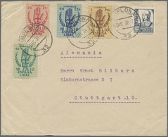 Br Spanien: 1938, Complete Issue "18 JULIO ESPANA LIBRE" With Additional Franking On Envelope From PAMP - Gebraucht