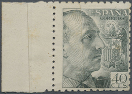 * Spanien: 1939, General Franco 40 C. With Sheet Margin At Left And Vertical Glued Paper Web, Unused, - Used Stamps