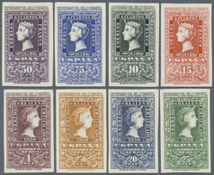 ** Spanien: 1950, Centenary Of Spanish Stamps, Complete Set Of Eight Values, Unmounted Mint, Certificat - Gebraucht