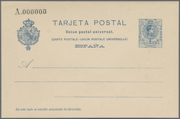 GA Spanien - Ganzsachen: 1922. Single Card 25c And Double Card 25c+25c Blue King Alfonso Each As Sample - 1850-1931