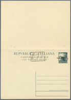 GA Triest - Zone A - Ganzsachen: 1948: 15 L + 15 L Green Double Postatal Stationery Card With Manual Ov - Marcophilia