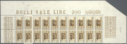 ** Triest - Zone A - Paketmarken: 1950, 1l. Bistre, Marginal Block Of Ten, Two Stamps (2nd Row From Top - Postal And Consigned Parcels