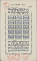 O/(*) Tschechoslowakei: 1934, Hymnen-Schmuckbogen 1 Kr. Braunlila Und 2 Kr. Kobaltblau In Originalmappe Mi - Lettres & Documents