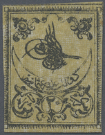 (*) Türkei: 1862, 20 Para Black On Yellow, Proof With Smached Background, Tiny Closed At Left Otherwise - Brieven En Documenten