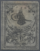 (*) Türkei: 1862, 1pi Black On Grey With Dividing Lines, Proof With Smached Background, Full Margins, Ti - Covers & Documents