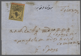 Br Türkei: 1864, TUGRALI Single 20 Pa. Yellow With Full Margins, On Folded Envelope Tied By Very Scarce - Lettres & Documents