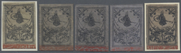 */(*) Türkei: 1863, Color Study On 5 Mint Hinged Stamps : 1 Pia Bright Grey To Deep Grey And Violet, Secon - Lettres & Documents