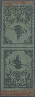* Türkei: 1863, 2 Pia. Blue Tete-beche Pair With Red Border, Second Print On Thin Paper, Mint Hinged W - Brieven En Documenten