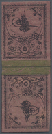 Türkei: 1863, 5 Piaster Deep Rose Tete-beche Pair With Green Fancy Proof Border Instead Of Blue At C - Lettres & Documents