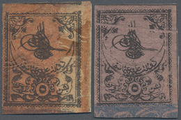 */(*) Türkei: 1863, 5 Pia. Rose And Postage Due 5 Pia. Redbrown Both Stamps Showing Color Errors, Fine Pai - Briefe U. Dokumente