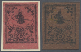 * Türkei: 1863, 5 Pia. Rose And Postage Due 5 Pia. Brown Both Stamps Showing Variety "no Border", Fine - Lettres & Documents