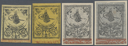 * Türkei: 1864, Two 20 Pa Yellow And Two 1 Pia. Grey 3rd Print Surface Coloured Thick Paper, Stamps Sh - Briefe U. Dokumente