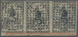 O Türkei: 1864, 3rd Print 1 Pi. Black On Grey Surface Coloured Thick Paper, A Fine 'Battal" Cancelled - Brieven En Documenten