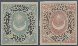 * Türkei: 1876, 5 Pia. Pale Blue And 25 Pia. Dull Rose Imperf Stamps, Each Mint Hinged With Gum, 25 Pi - Covers & Documents