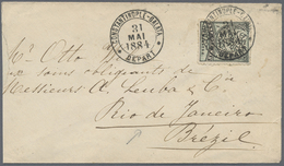 Br Türkei: 1884. Envelope (fault On Left) To Brazil Bearing SG 53, 1p Blue/green Tied By Constantinople - Brieven En Documenten