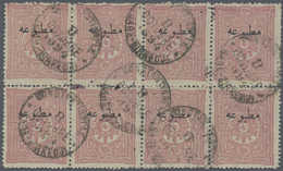 O Türkei: 1893, "MATBUA" Surcharged 20 Pa. Rose Block Of Eight, Clear Cancelled "CONSTANTINOPLE SIRKED - Covers & Documents