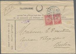 Br Türkei: 1909, 20 Pa. Carmine, Horizontal Pair Tied By Bilingual Cds. "PERA 11.1.12" To Preprinting C - Briefe U. Dokumente