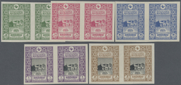 ** Türkei: 1916, Post Office Set 5 Pa. Green To 5 Pia. Brown Black In Imperf Horizontal Pairs, Mint Nev - Brieven En Documenten