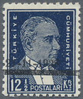 ** Türkei: 1938, 12 1/2 Krs. Indigo Blue Atatürk Mourning Issue On Mat Paper, Mint Never Hinged, Very F - Lettres & Documents