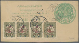 Brfst Türkei - Militär-Feldpost: 1919, 5pa. On 2pa. Olive, Horiz. Strip Of Four, On Large Fragment Of Stat - Autres & Non Classés