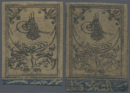 (*) Türkei - Portomarken: 1863, Postage Due 1pi Black On Brown, Mint No Gum Two Stamps Showing Shades, F - Strafport