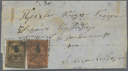 Br Türkei - Portomarken: 1863, Folded Envelope Bearing Postage Due 1 Pia. Redbrown And 2 Pia. Brown, Ti - Strafport