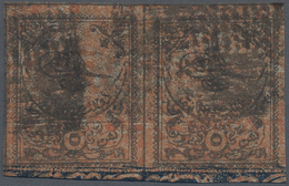 O Türkei - Portomarken: 1863, Postage Due 5pi Black On Brick Clear Cancelled Pair, Full To Wide Margin - Strafport