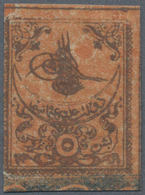 (*) Türkei - Portomarken: 1863, Postage Due 5pi Black On Brick Showing Variety "INK SPOT" At Top Center, - Portomarken