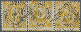 O Türkei - Stempel: 1869, 1 Ghr. Yellow In Superb Stripe Of Three With 3x Ideal Clear Boxed "VAPUR" (P - Autres & Non Classés