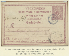 GA Türkei - Stempel: 1900, "PRIZREN" Blue All Arabic Cancellation (Coles.-Walker No.114) On Postal Stat - Altri & Non Classificati