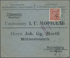 Br Ukraine: 1918, 50 Kr. Dark Red Tied "CHARKOV 21.9.18" To Commercial Cover To Nuremberg/Germany, Boxe - Ucraina